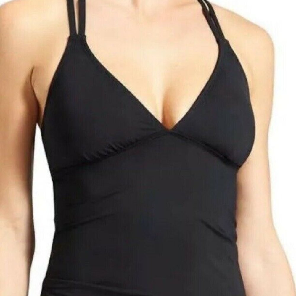Athleta Cross Strap Tankini Top - Black NWT Medium